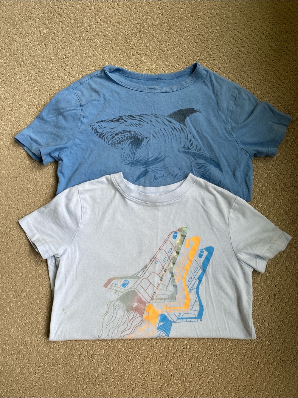 GAP Blue Shark Tee & lands’ end Light blue Space Shuttle Graphic Tee bundle